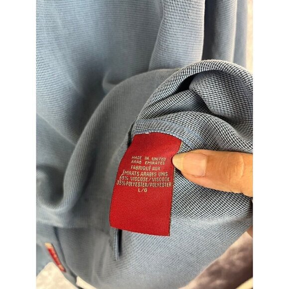 Vintage Guess Shirt Mens L Blue Micro Houndstooth Viscose Button Down Unique 90s - Picture 4 of 15